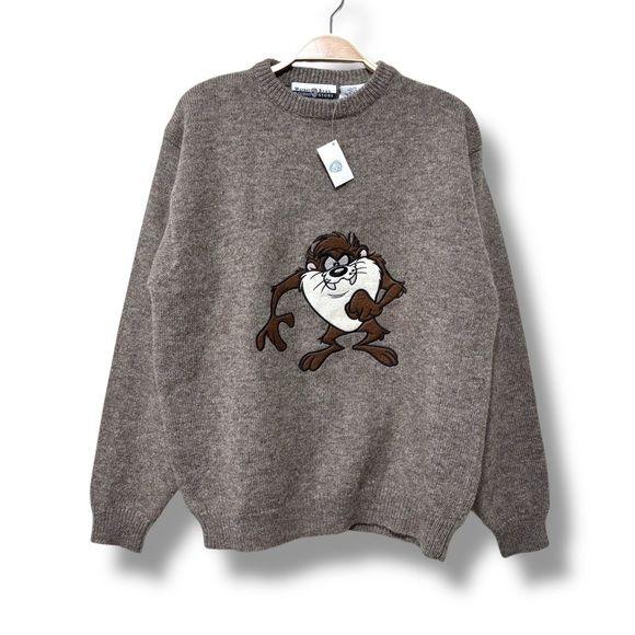 Warner Bros. Other - NWT Vintage 90s Warner Bros. Looney Tunes Tasmanian Devil Brown Wool Sweater XS